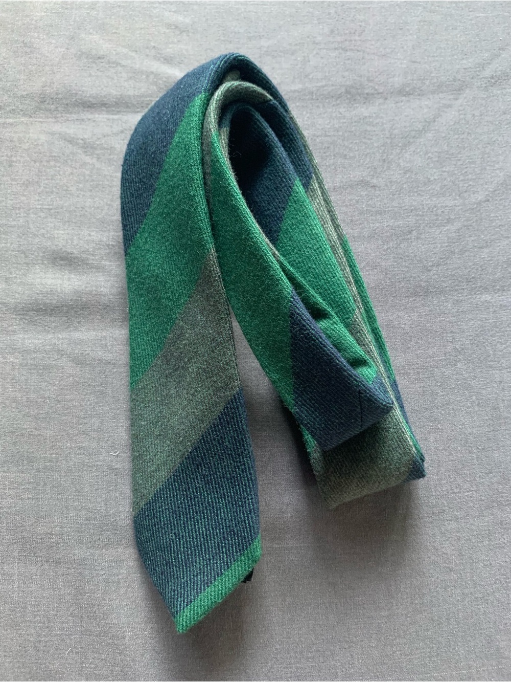 H&M Green and Navy Striped Knit Tie
